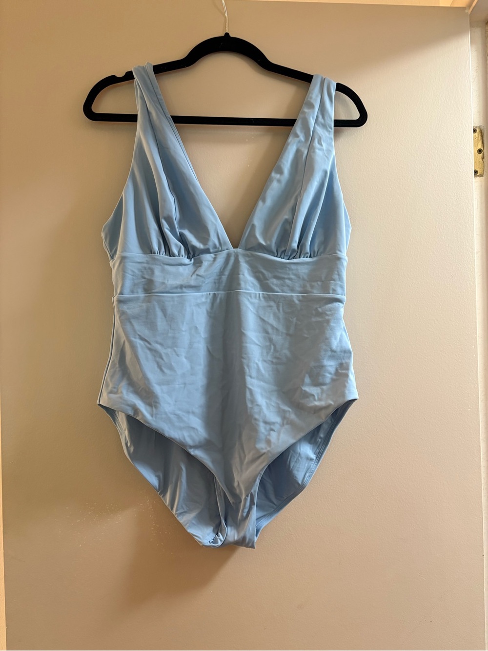 Andie Light Blue One-Piece Swimsuit with V-Neck Mykonos